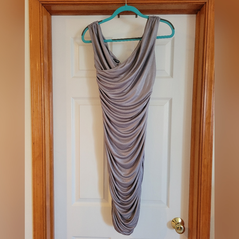 Sliver ruche sleeveless v-neck Express dress  size S